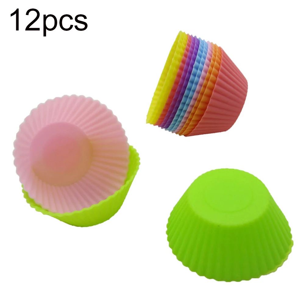 12Pcs Silicone Cake Liner Egg Tart Mold Muffin Chocolate Cupcake Reusable Nonstick Bakeware Cup Pan Baking Jelly Pudding Moulds | Дом и сад