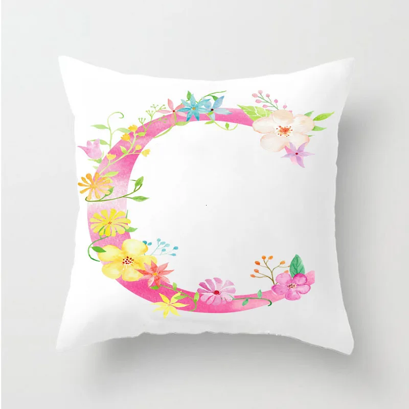 

Flower Letter Decorative Cushion Cover Pillow Pillowcase Polyester 45*45 Throw Pillows Home Decor Pillowcover 40842