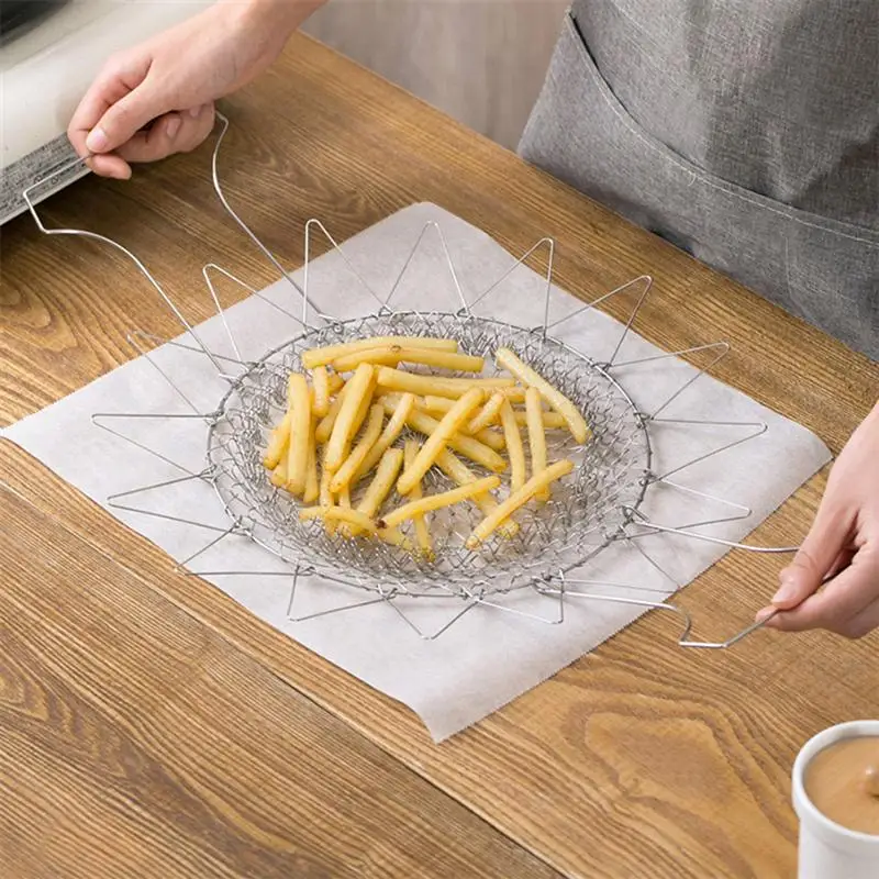 1PC Deep-fried Food Drain Basket Stainless Steel Frying Oil Strainer Mesh Colander for Potatoes Chips French Fries | Дом и сад