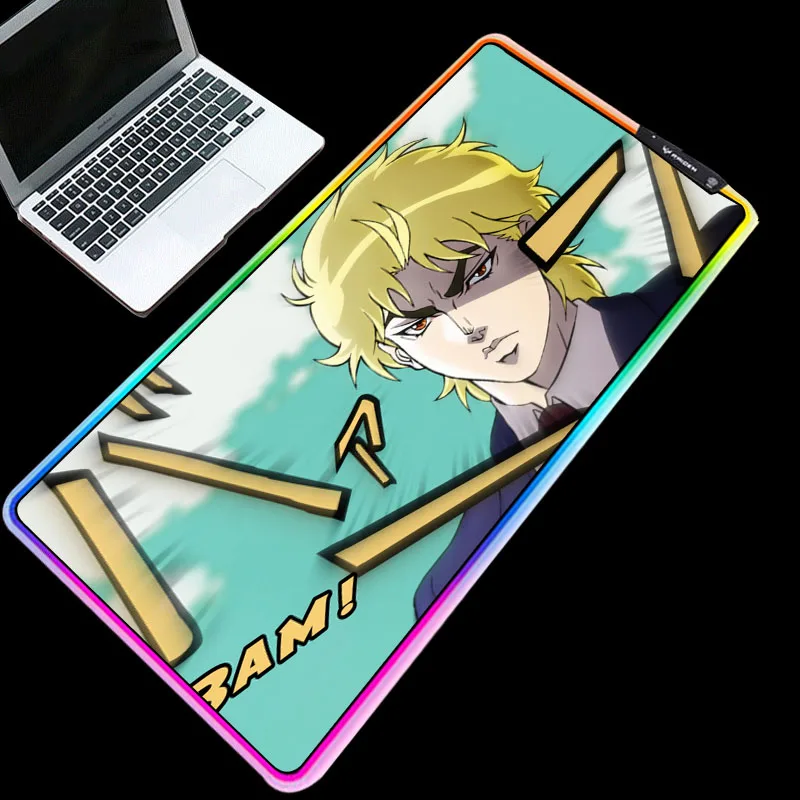 

XGZ Gaming Mouse Pad RGB LED Anime Jojo's Bizarre Adventure Picture Gamer Accessories Desktop Laptop Keyboard Mats Free Shipping