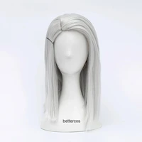 overwatch ashe cosplay wig 30cm short straight heat resistant synthetic hair ow game wig silver white costume party wig wig cap