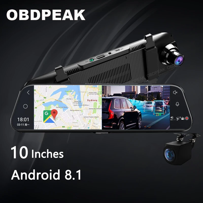 4G Dash Cam Android 10 дюймов поток медиа зеркало автомобиля зеркало заднего вида автомобиля Dvr ADAS супер ночного видео рекордер FHD двойной 1080P