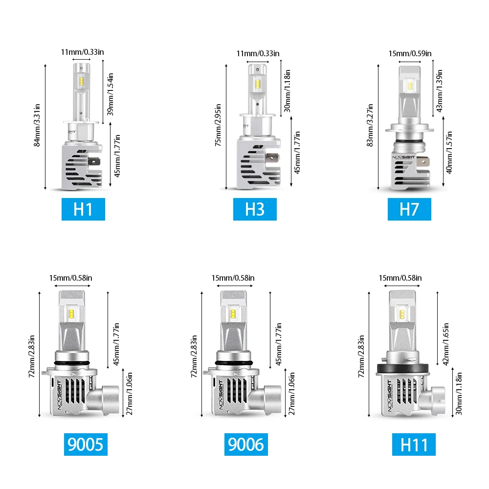 Novsight H7 H4 H3 H1 Светодиодные Автомобильные фары 6000K 10000lm Пара Автомобильные H11 9005 9006 HB2 Hi/lo луч авто фары лампы