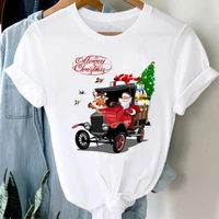 women trend style new 2022 happy new year merry christmas print tshirts clothes tee female t shirt top graphic t shirt