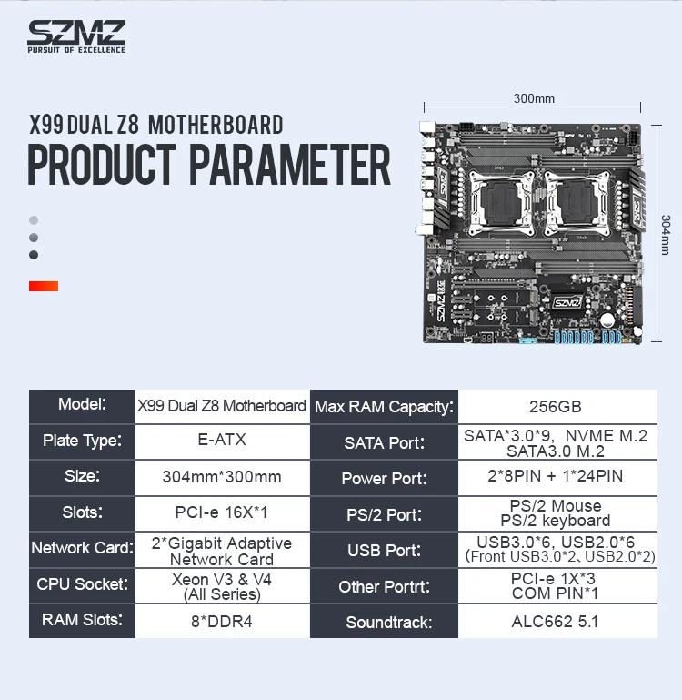 Материнская плата SZMZ X99 разъем LGA 2011 v3 поддержка процессора Xeon E5 2678 2680 2620 V3 V4