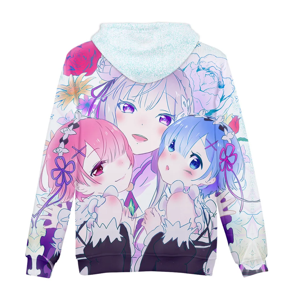 Natsuki Subaru Толстовка Re ZERO пусковая Аниме толстовки Rem Ram для женщин/мужчин Emilia пары Косплей куртка свитер Одежда