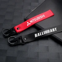 1pcs nylon car accessories keychain lanyard key ring for mitsubishi lancer ex outlander asx competition ralliart pajero 4 l200