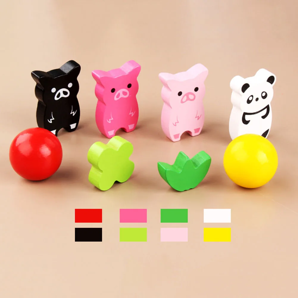 1Set Kids Stacking Blocks Toy Wooden Panda Pig Animal Moon Balance Game Development Educational | Игрушки и хобби