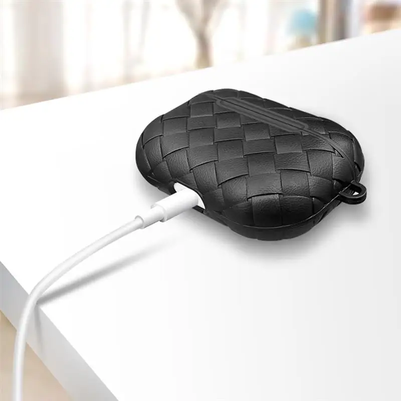 

For AirPods Pro Woven Pattern Soft TPU Protective Case Cover Bluetooth Charging Box Protective Soft TPU Cover For AirPods Pro