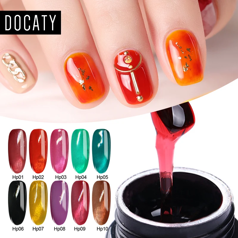 Docaty желе стеклянные конфеты Гель лак отмачиваемый зеркальный прозрачный 10