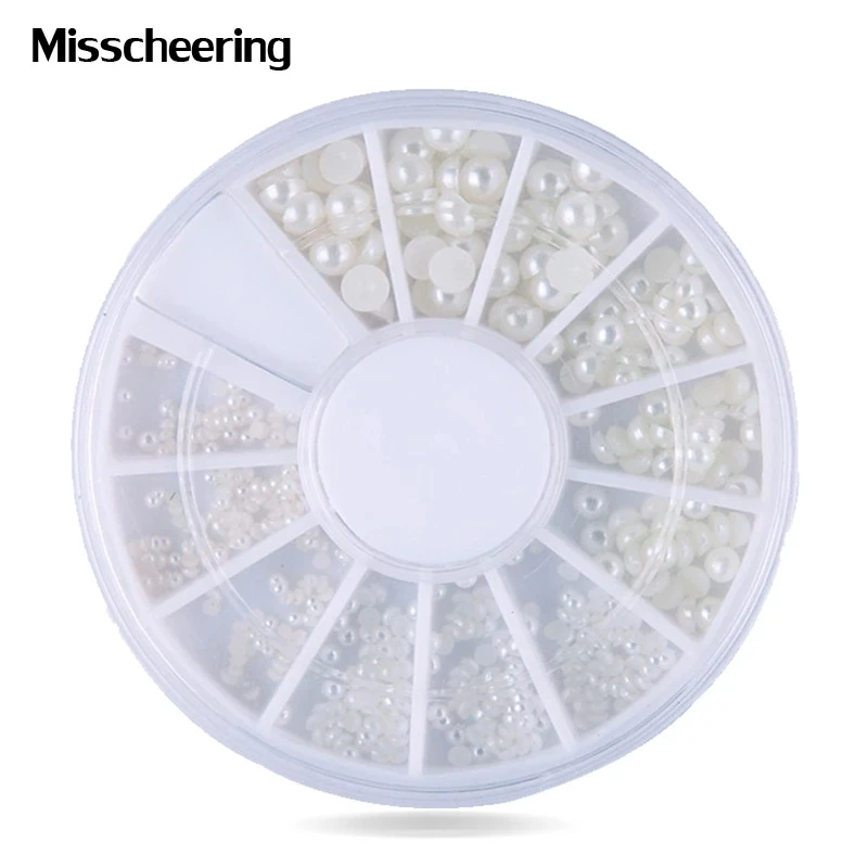 1 колесо полужемчужные бусины для дизайна ногтей стразы украшения смешанные