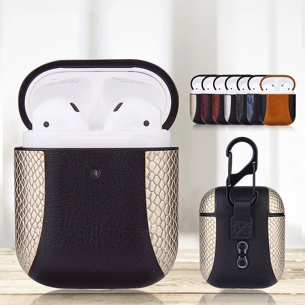 Чехол для наушников Airpods 1 2 кожаный деловой Мягкий ТПУ чехол с полной защитой Air Pods