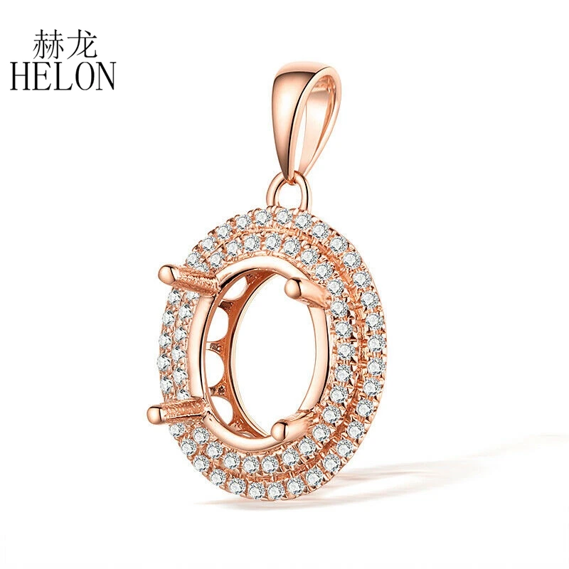 HELON Подвеска для помолвки и свадьбы с полукольцом из натурального бриллианта 0,3 карата, выполненная из твёрдого золота 14K цвета розовое золото AU585 размером 7x9 мм, модное женское ювелирное изделие.