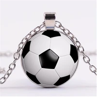 soccer sport photo cabochon glass chain necklacecharm creative women pendants fashion jewelry accessoryfriend gifts