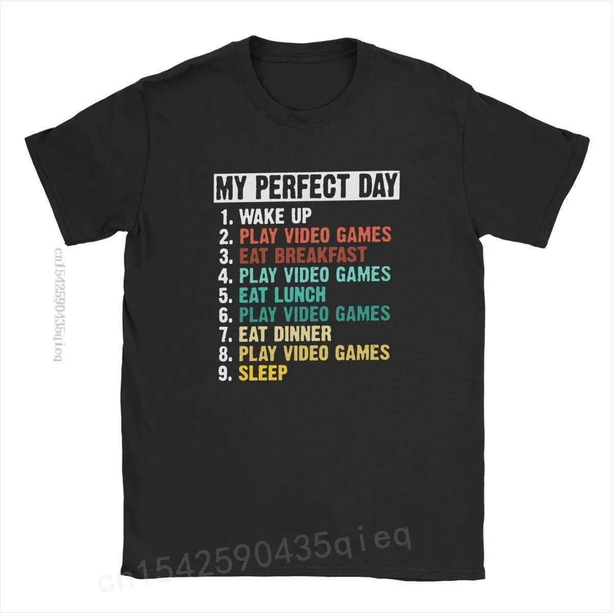

My Perfect Day Funny T Shirt Video Games Gamer Gift Tees Tops for Men Clothes