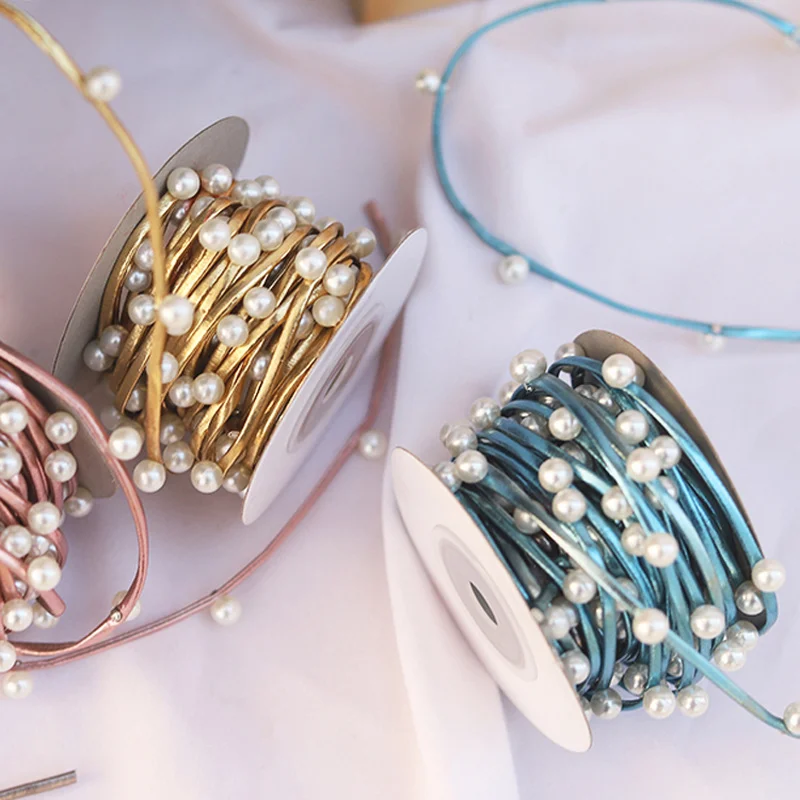 9 м/рулон лента из атласной кожи с жемчугом|Ленты для шитья| |