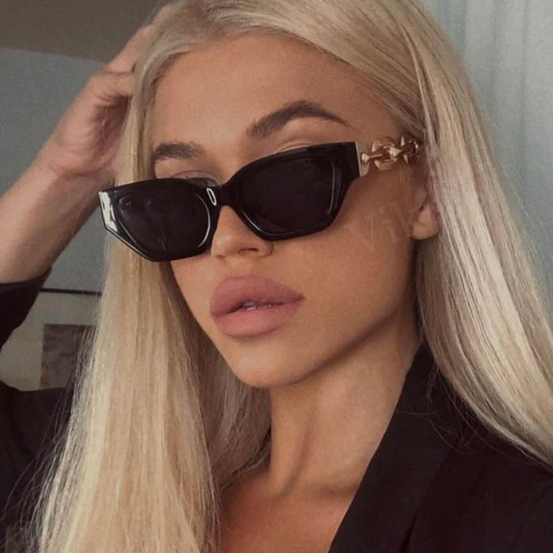 

Classic Design Cat Eye Sunglasses Women Men Traveling Metal Chain Sun Glasses for Woman Square Glasses Oculos zonnebril dames