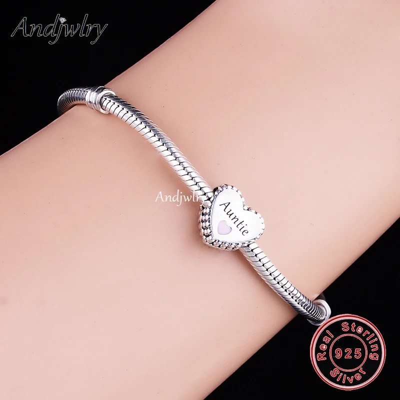 

925 Sterling Silver Goddaughter Auntie Niece Heart Charm Fit Original Pandora Bracelet Charms Silver 925 Berloque Beads