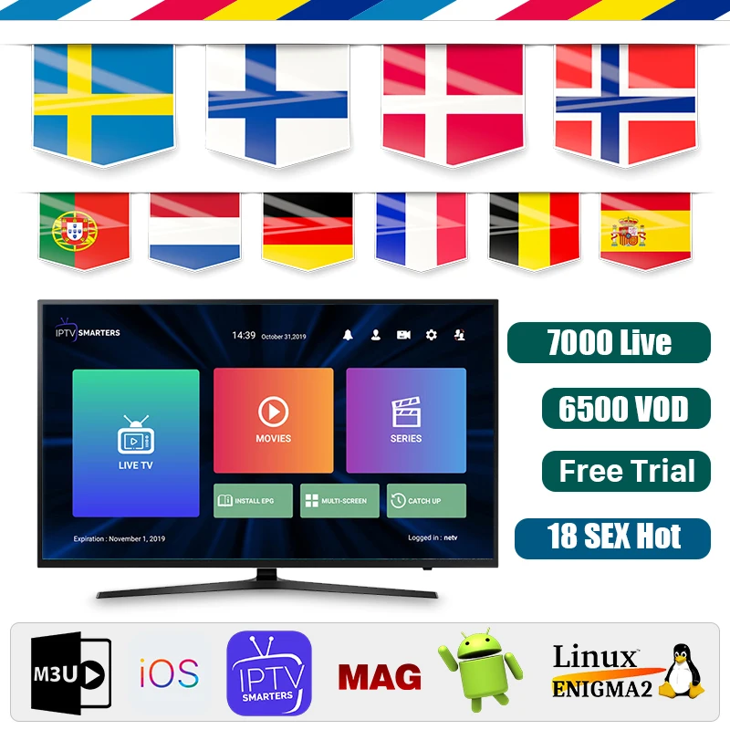 Стабильная Iptv подписка Европа Full HD Iptv Испания Португалия включает VOD взрослые каналы работа для Smart tv Iptv M3U Android устройства