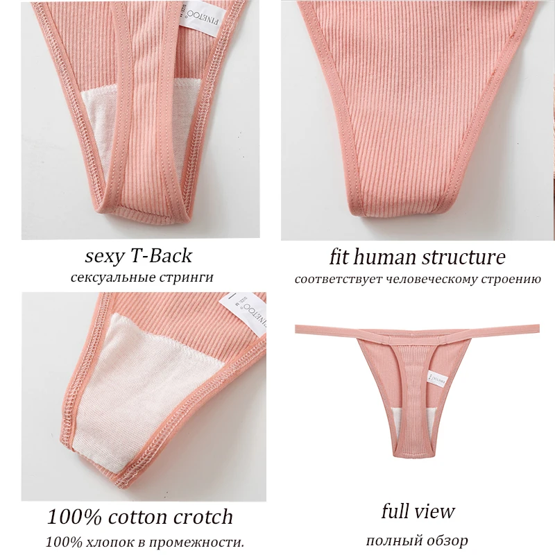 

FINETOO 2021 New Sexy Low-Rise Thongs for Women Female Cotton Panties Ladies Comfortable T-Back G-String M-XL Intimates Lingerie