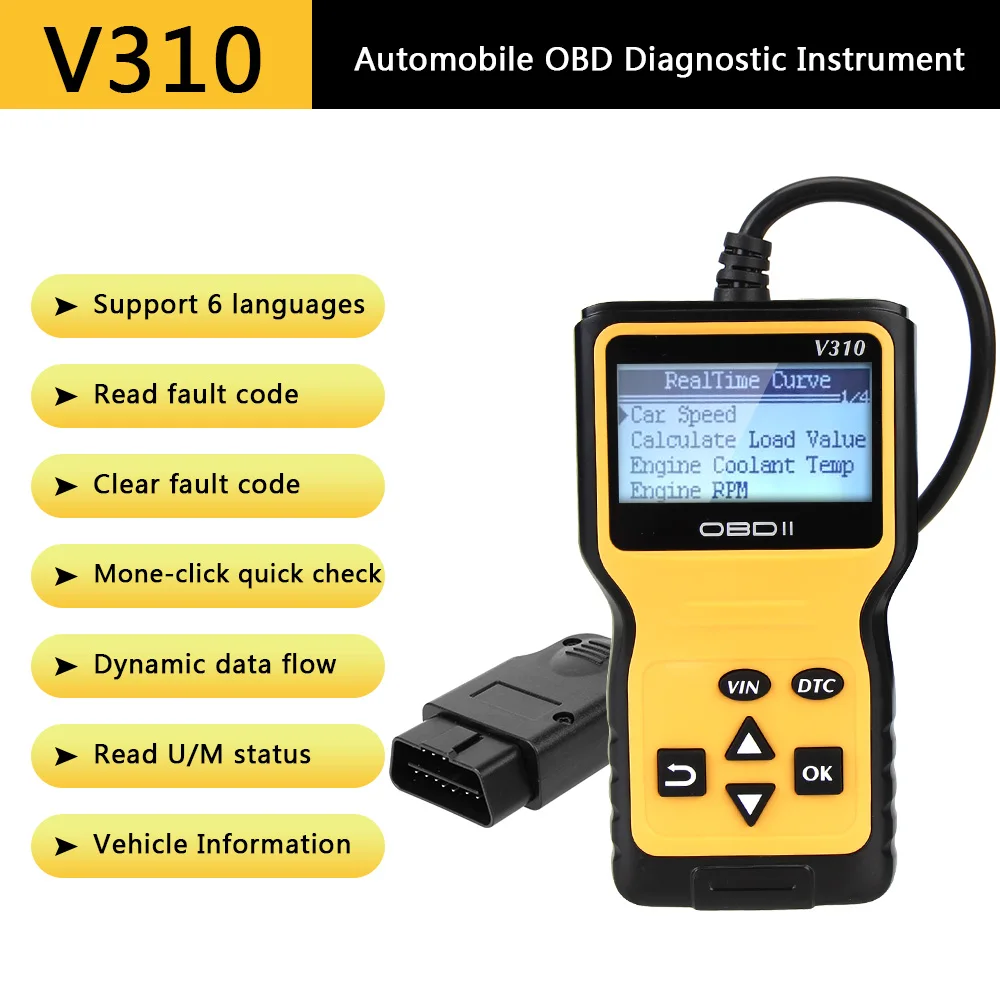 ELM 327 V310 OBD2 считыватель кодов сканер OBDII EOBD Считывание/очистка неисправностей