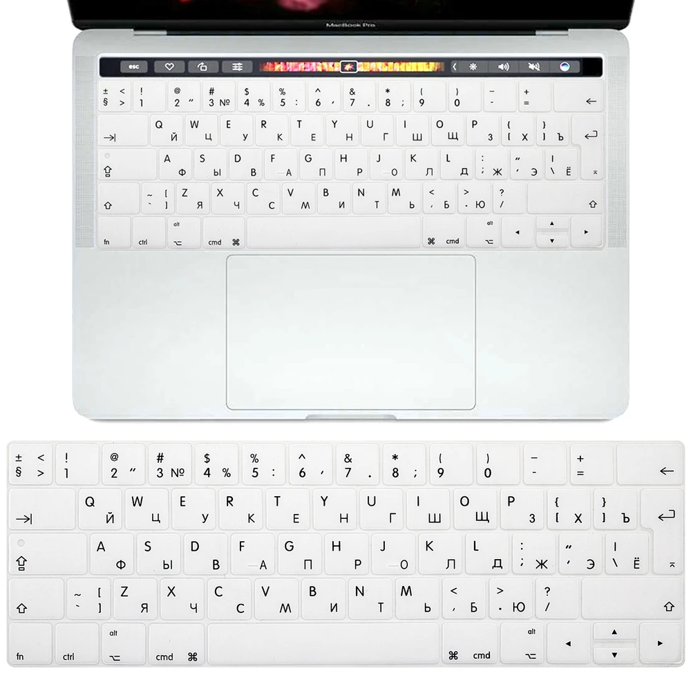 Русская Защитная пленка для клавиатуры ЕС для Macbook Pro 13,3 A1706 A1989 и 15,4 дюймов A1707 A1990 с сенсорной панелью