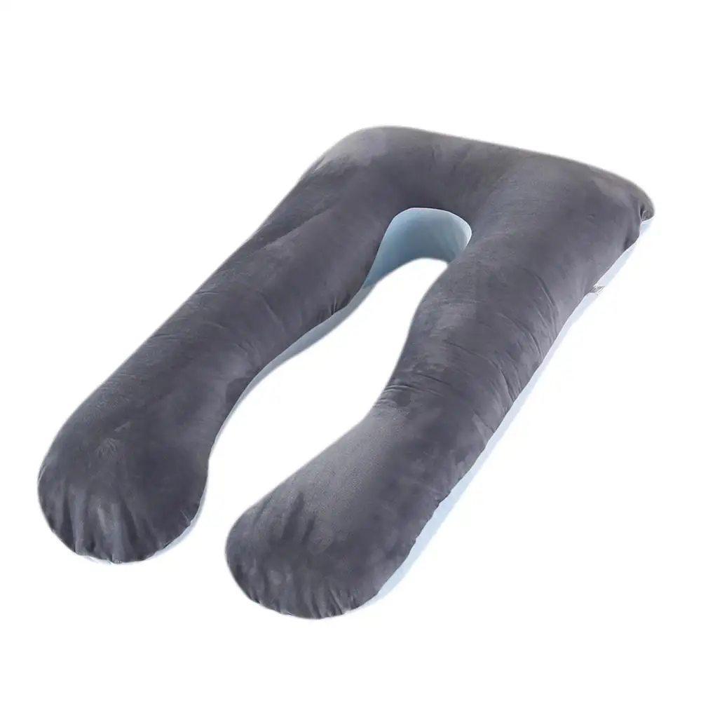 Dark Grey Blue B Подушка из чистого хлопка, u-образная Подушка для беременных, полосатая серая Подушка для сна для беременных женщин - Цвет: Dark Grey Blue B