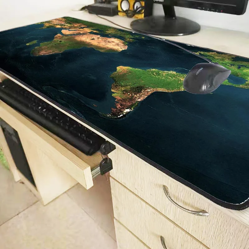Mairuige, синий, Карта мира, 900x400 мм, большой размер, игровой коврик для мыши, черный коврик для мыши, с замком, для ноутбука, ПК, игры, геймера, аксессуары для компьютера