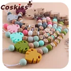 Coskiss, 1 шт., пищевой класс силиконовый Прорезыватель для зубов из бусин, зажим для соски, цепочка, банановый лист держатель для соски, для младенцев