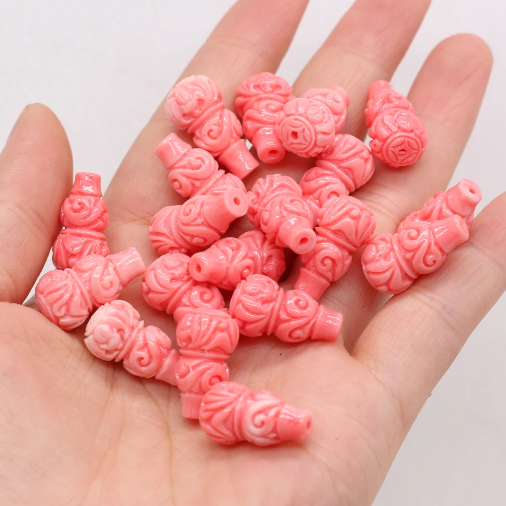

10pcs Natural Pink Coral Beads Exquisite Gourd Shape Coral Loose Beads for Making Jewelry DIY Necklace Bracelet Accessories