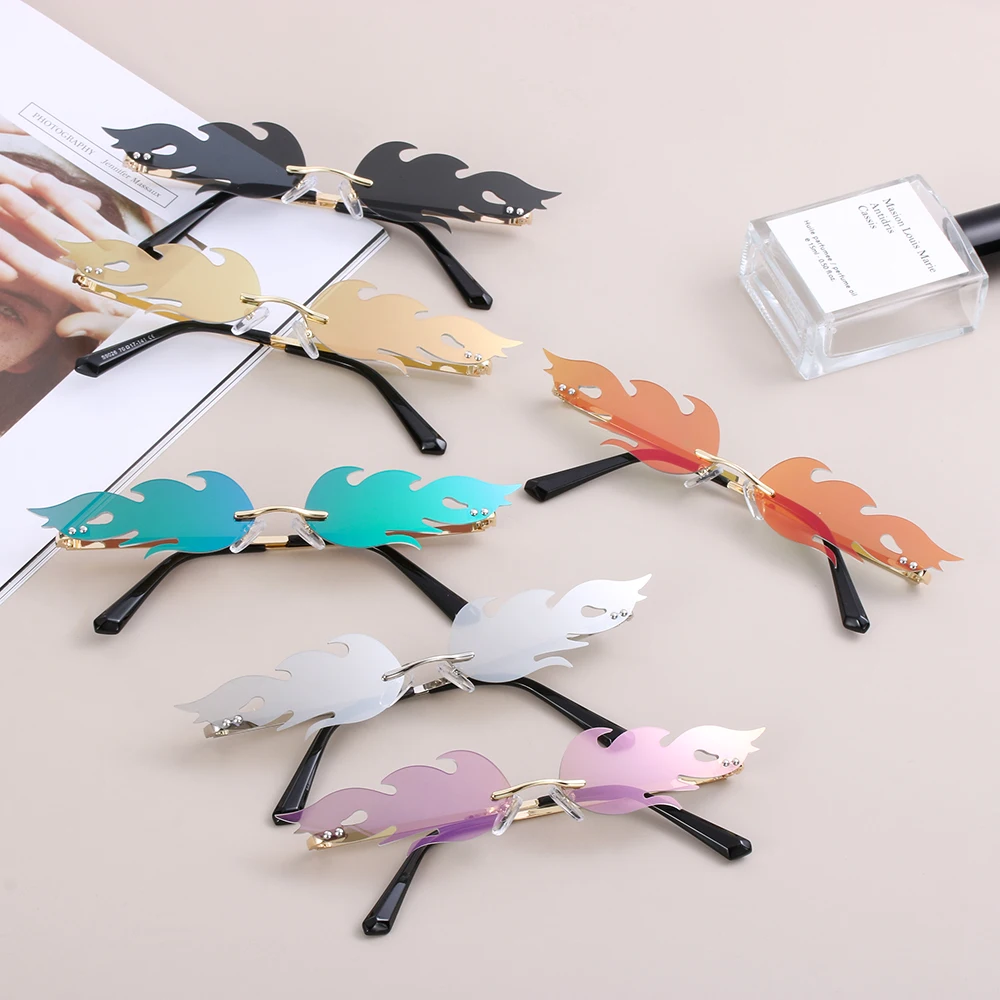 1 шт. женские и мужские огонь узкие солнцезащитные очки без оправы волна