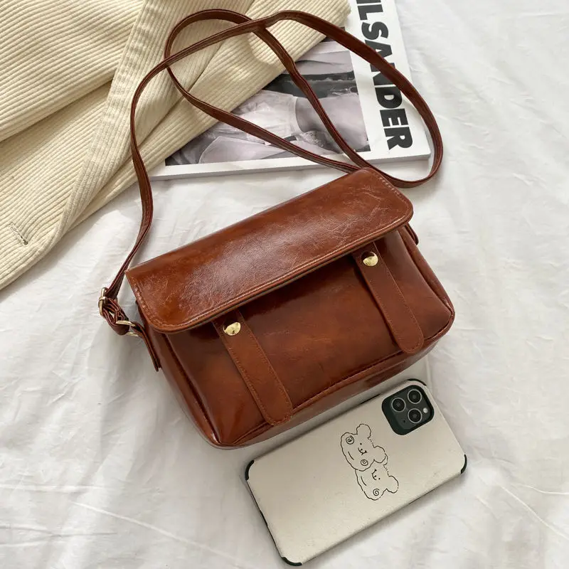 

Women Bag Shoulder Bag Women Luxury Crossbody Bag Fashion Retro Handbag All-match Purse 2021 New Trend PU Leather Solid Color
