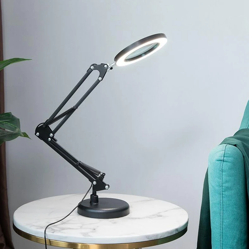 

nifying Glass with Led Ring Lights Desk Lamp Clamp Third Hand Tool Soldering Stand Welding Reading Usb 8X nifier