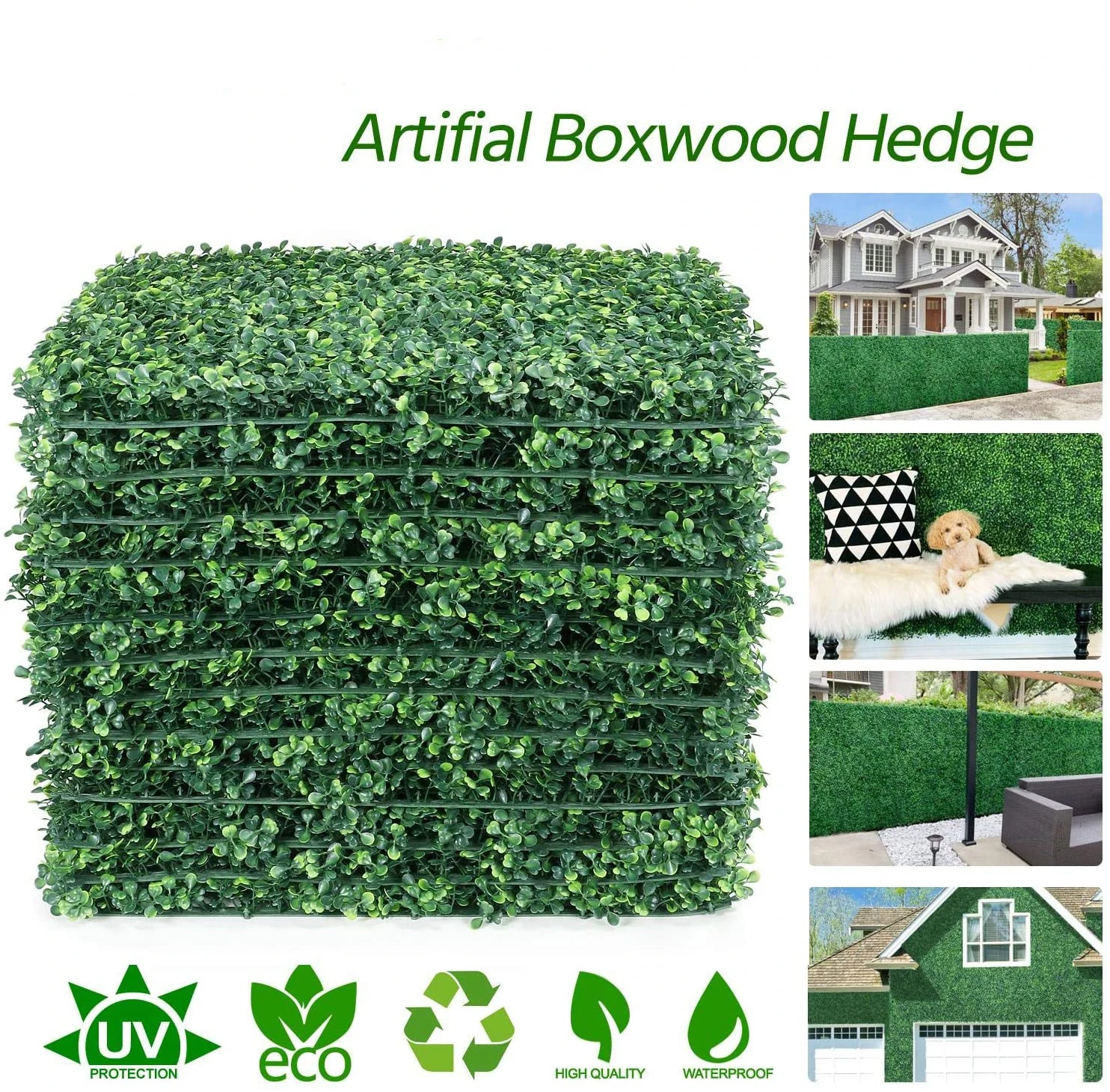 10/15/20pcs Boxwood Hedge Panels, Artificial Plants Privacy Fence Screen Faux Greenery Wall Backdrop Suitable for Outdoor Indoor