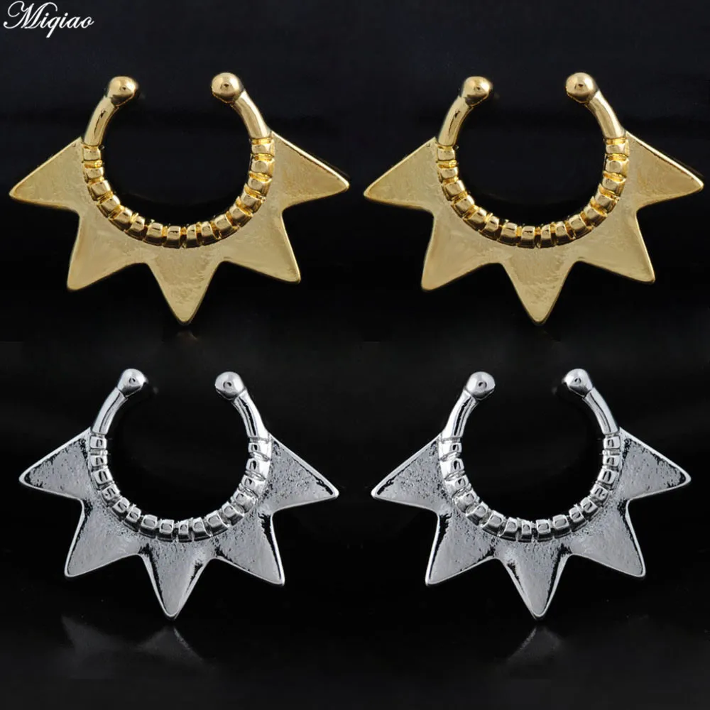 

Miqiao 2pcs Fashionable Hot-selling Conical Fan-face False Nose Ring Exquisite Non-porous Piercing Jewelry