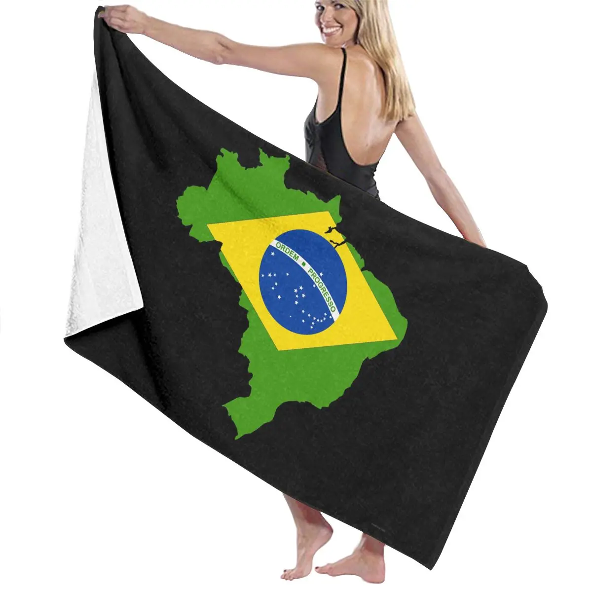 Текстильное полотенце для плавания с бразильским флагом впитывающее банное