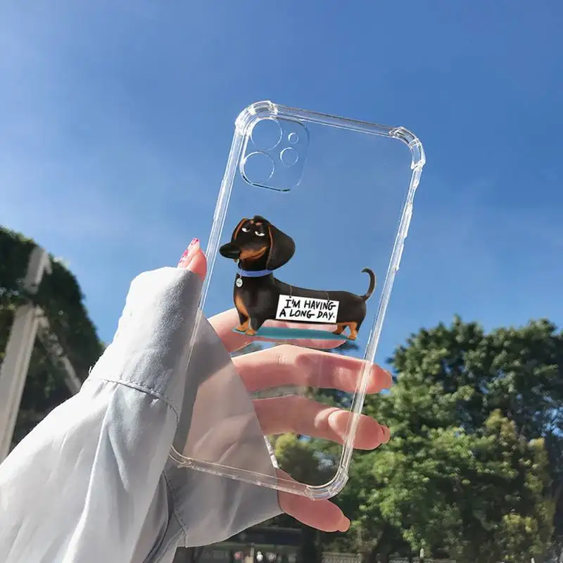 

Dachshund Dog Heart Love Kawaii Phone Case Transparent for Clear iPhone 11 12 8 7 6 6S XS MAX Plus X 5S SE 2020 XR mini pro