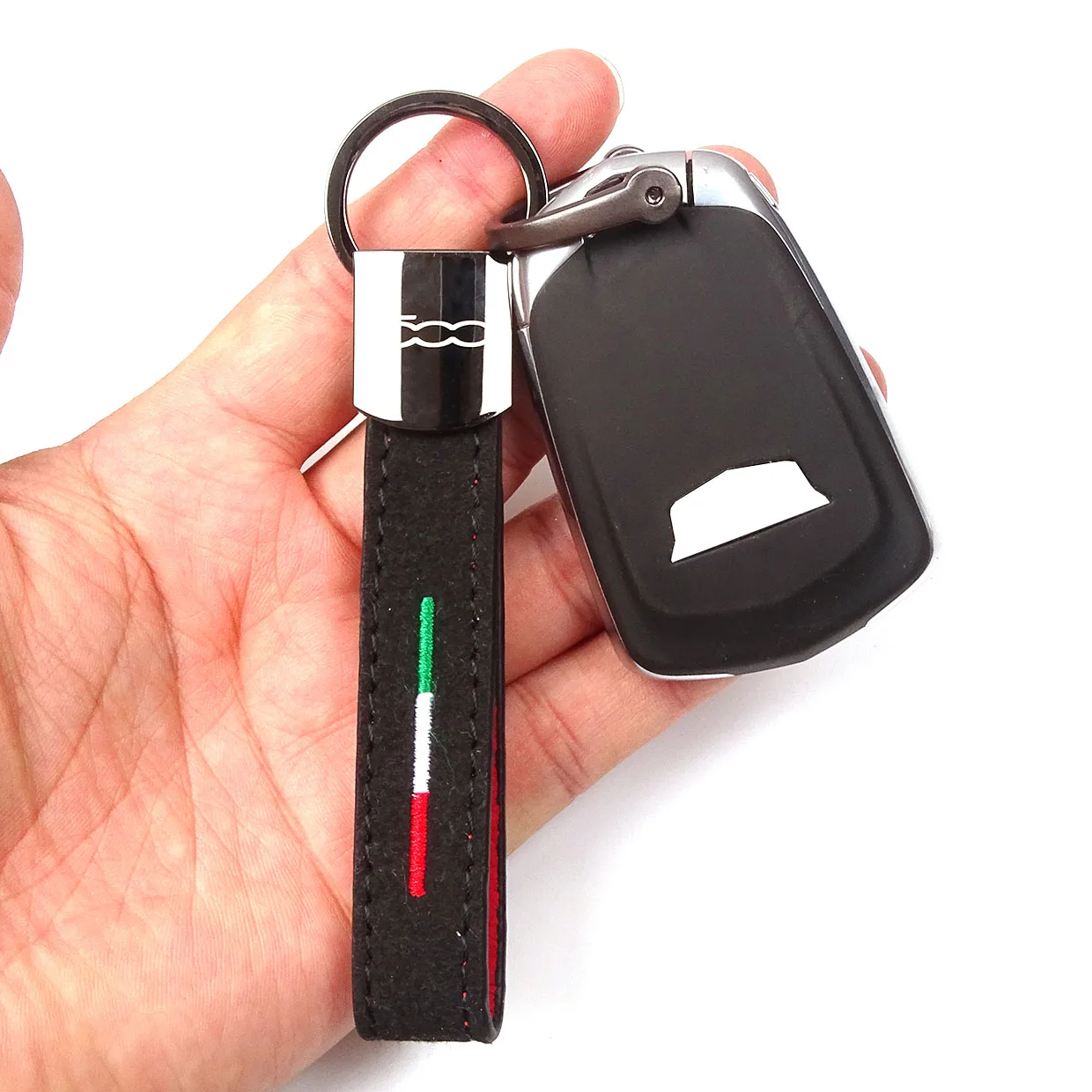 Автомобильный Брелок в виде подковы с итальянским флагом кожаный брелок для Fiat 500