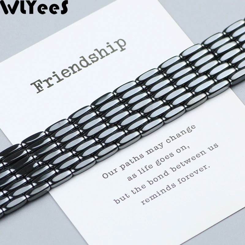 WLYeeS прямоугольные черные бусины из гематита 8*2 мм подвески натурального камня