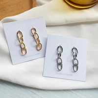 hiphop punk style gold silver plating chic sterling silver 925 geometric square long dangle earrings