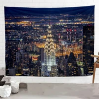 new york tapestry wall art city night view poster polyethylene banners flags wall hanging canvas painting bar cafe home decor