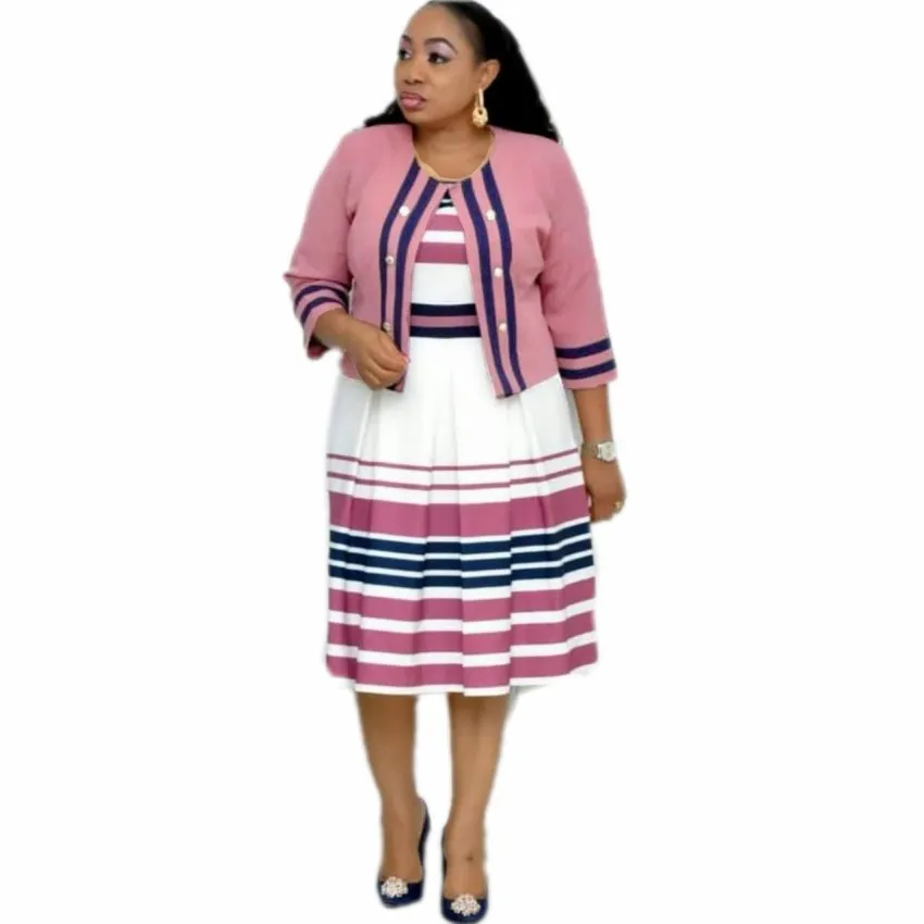 4XL 5XL Plus Size African Dresses For Women 2 Piece Sets Elegent Fashion Style Polyester Knee-length Dress | Тематическая одежда и