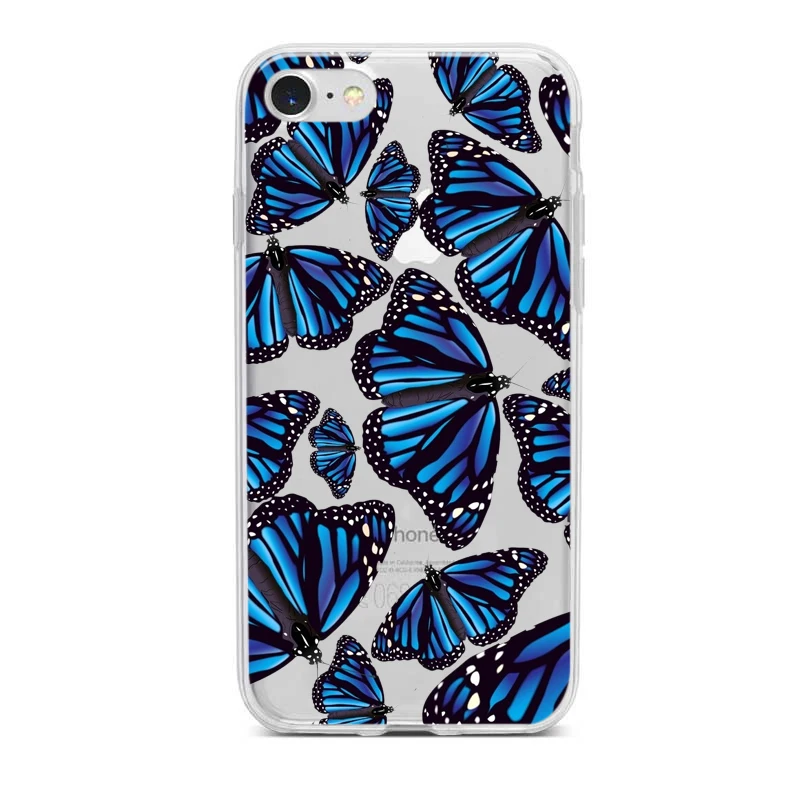 Blue Butterfly Aesthetic Premium Case For iPhone X XS Max Xr 11 pro 5 5S SE 8 7 6 s Plus INS cartoon Clear Soft Fundas Cover | Мобильные