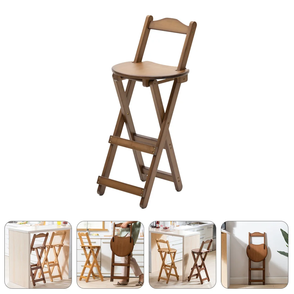 

1pc Bamboo Bar High Stool Home Folding Chair Household Folding High Chair