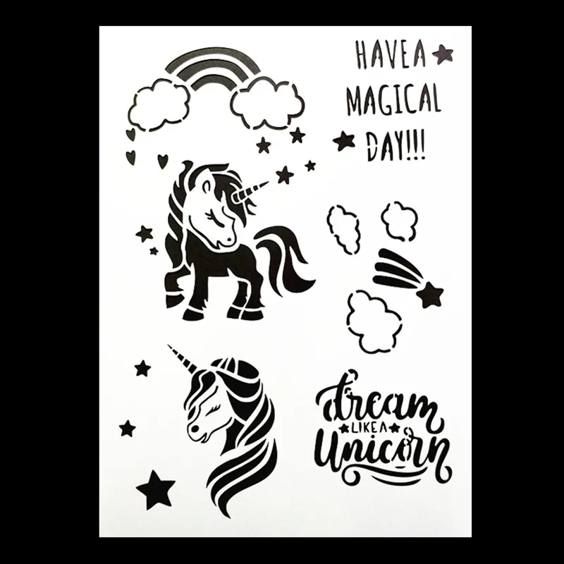 DIY Painting Smart Unicorn Design Reusable Stencil Templates For Wall Furniture Fabric painting Decor Scrapbooking Stamp Cards |