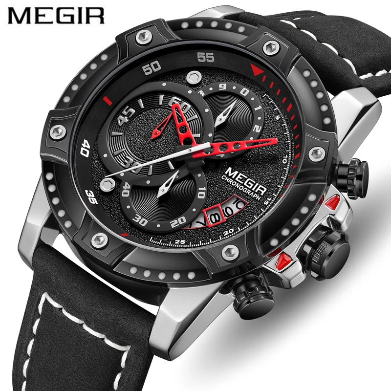 MEGIR лучший бренд Мужские часы с хронографом мужские s Повседневные Спортивные
