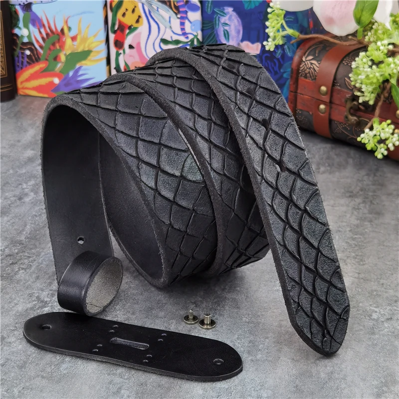 

Luxury Vintage Hand Carving Double Face Thick Leather Men Belt Without Buckle Cinturon Mens Leather Belts Without Buckles SP15