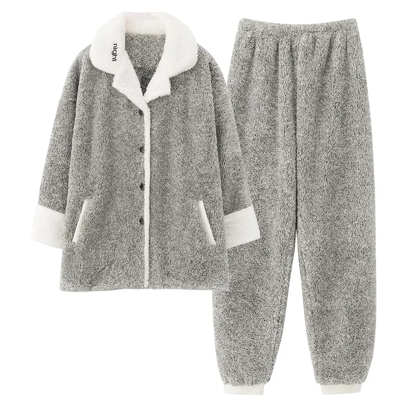 2019 зимняя женская пижама Коралловая бархатная Пижама фланелевая теплая