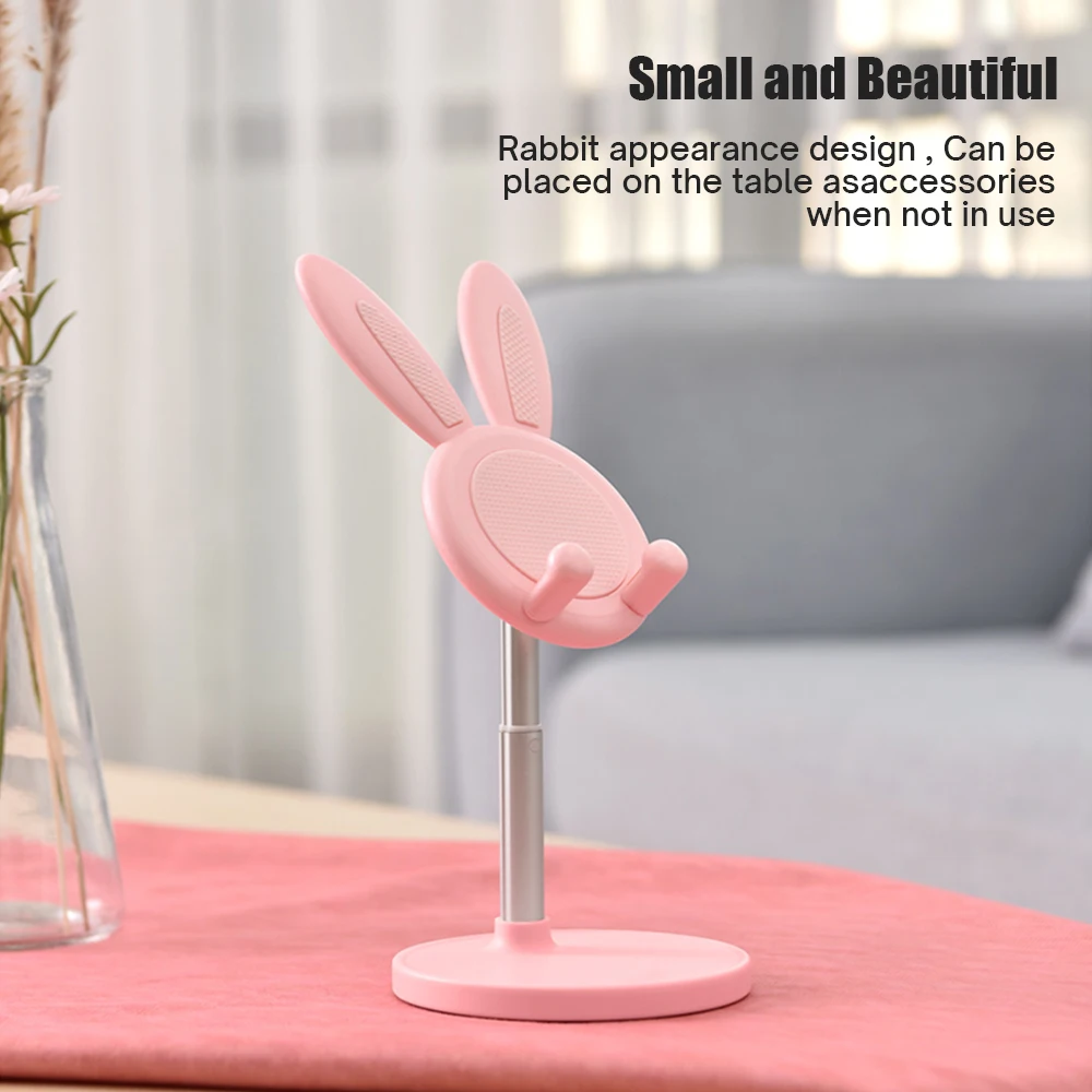 cute bunny adjustable desk phone stand for iphone 12 pro max flexible charge bracket metal smart phone holder for xiaomi huawei free global shipping