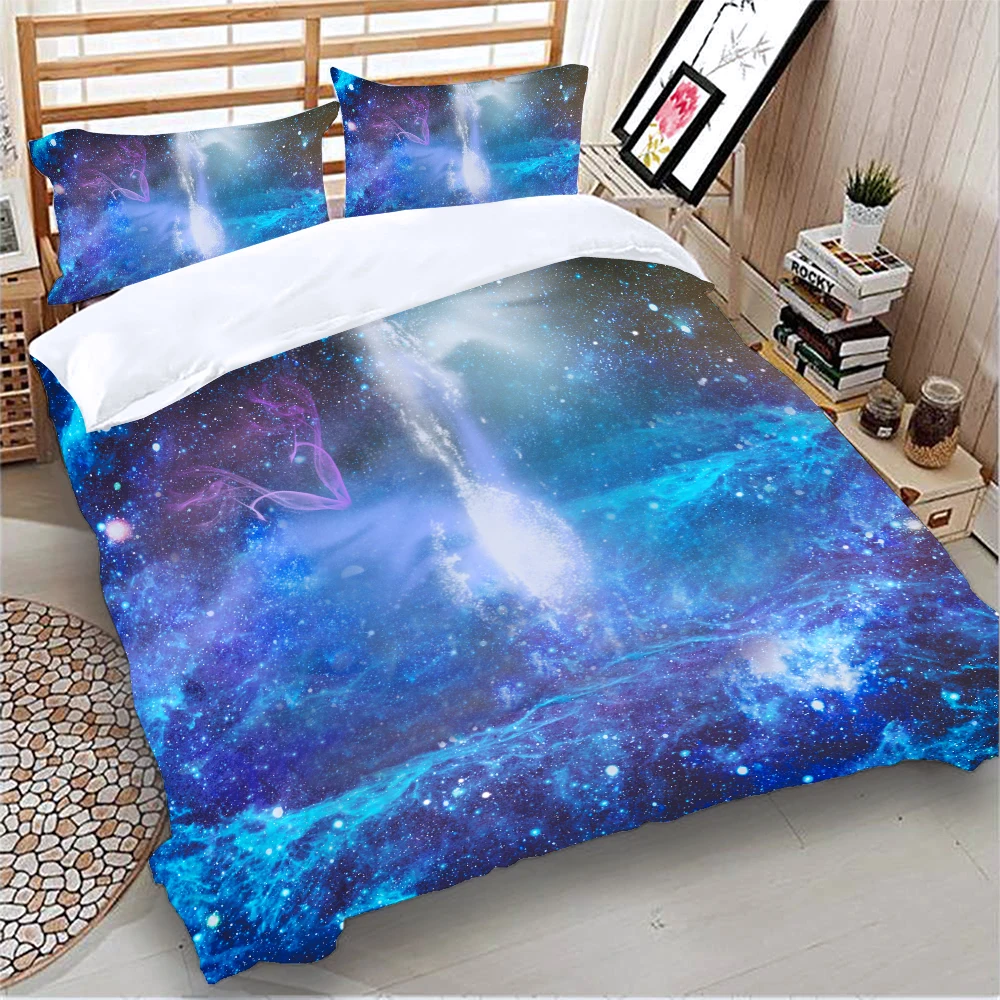 

3D Bedding set Blue bedding HD bed set single twin full queen king size dropship
